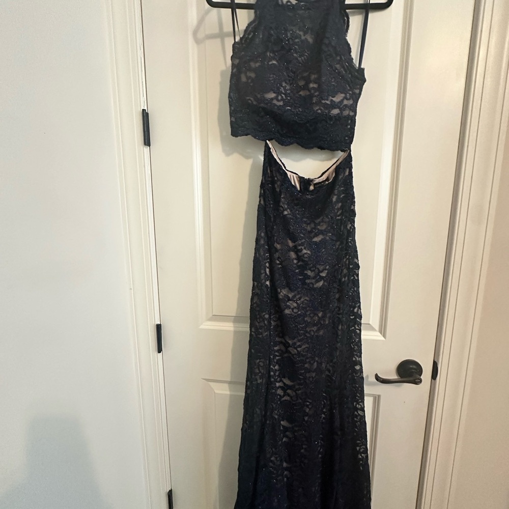 Sequin Hearts Navy Lace Dress
